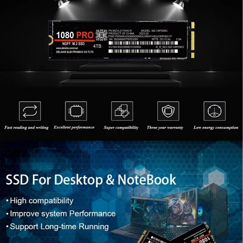 1080pro 4tb ssd Solid State Festplatte ngff nvme 2tb 1tb sdd max lesen 7000 mb/s Gaming interne Festplatte für Laptop PC neu