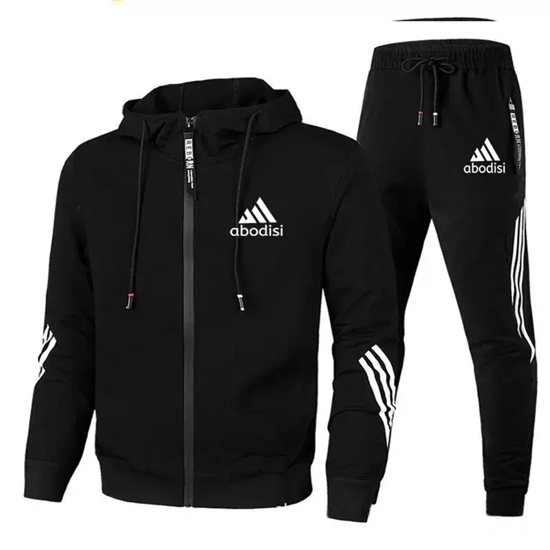 2024 autumn/winter slim fashion men's casual gym fitness outdoor jogging sportswear men's baseball zippered hoodie set