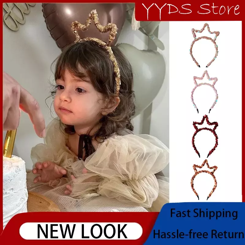 Повязка на голову с короной для детей, идеальный аксессуар для волос для принца и принцессы, идеально подходит для первого дня рождения и фотосессии