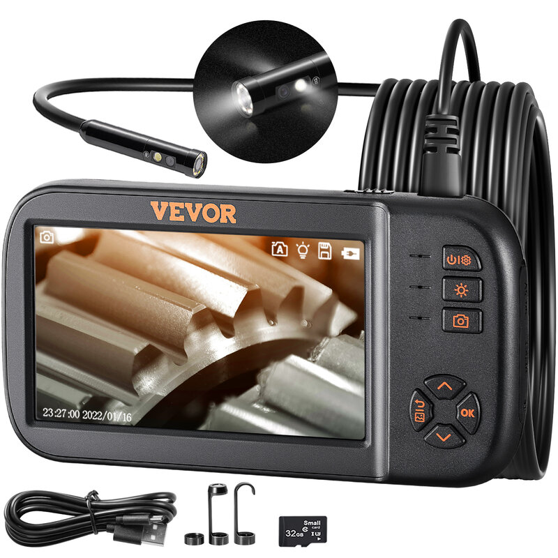 VEVOR 8mm Inspection Camera Endoscope 32GB IP67 Waterproof HD Probe Digital Borescope Sewer Camera for Industrial Pipelines Home