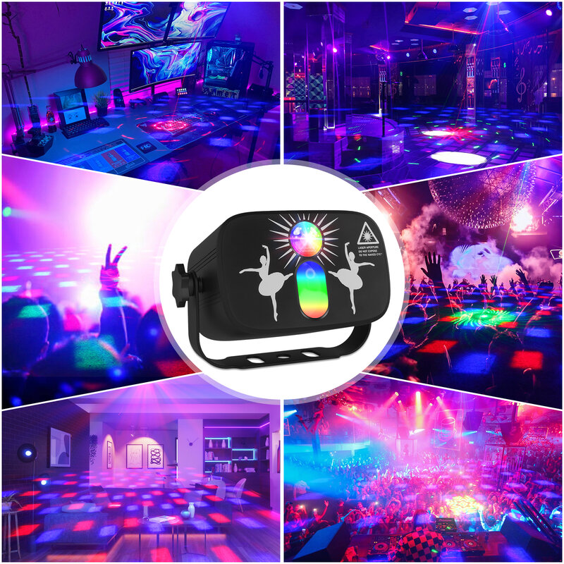 Magiczna kula 5W + Laser czerwony/zielony oświetlenie na imprezę lampa z pilotem do światło sceniczne światła Disco dla DJ klub karaoke