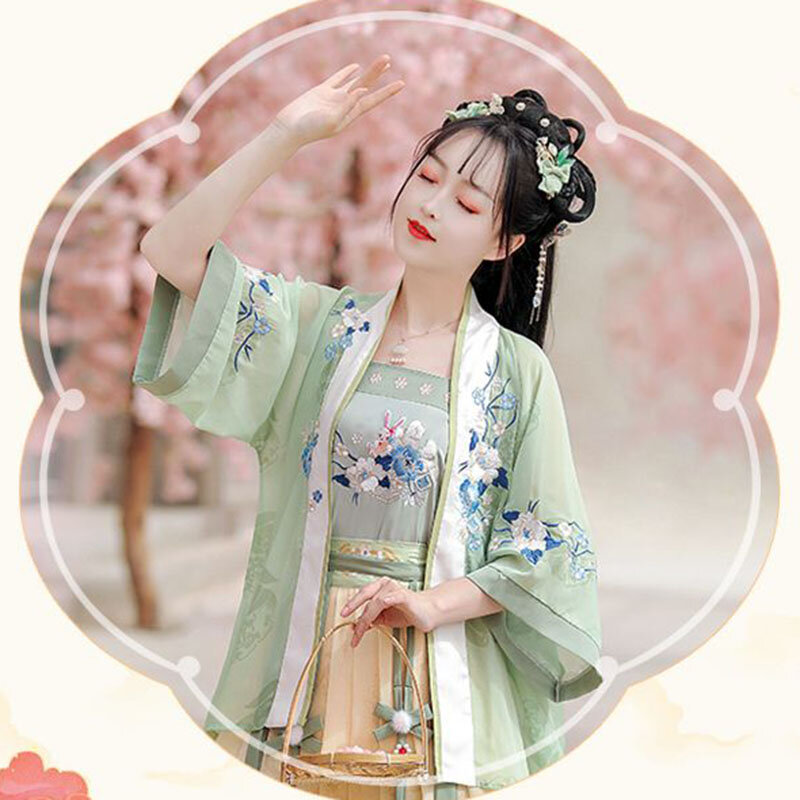 2024 gaun Hanfu wanita pakaian tradisional Cina kostum panggung tari rakyat kuno Cosplay putri peri Oriental baru