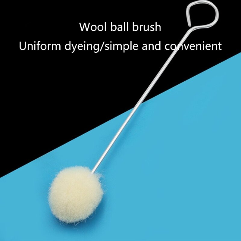 69hc 10 pçs lã daubers bola ferramenta tintura couro 4.9 "comprimento bolas lã escova com alça aço para projetos