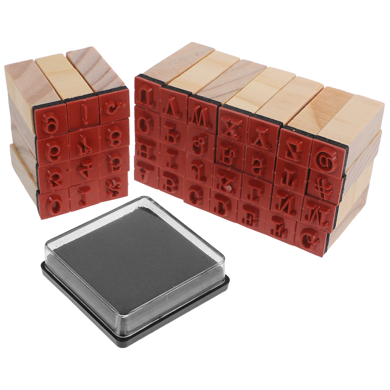 Sellos de madera para diario, juego de sellos Retro con alfabeto, 40 piezas