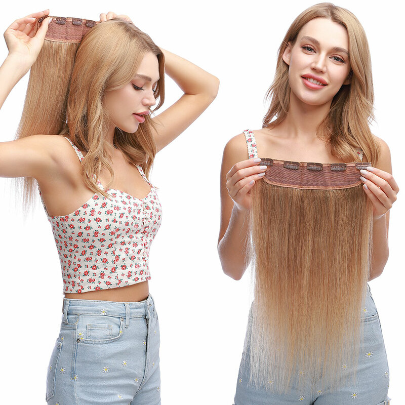 Наращивание волос на клипсе, 8-24 дюйма, 100% натуральные человеческие волосы, прямые натуральные волосы на клипсе, блонд-коричневый для женщин