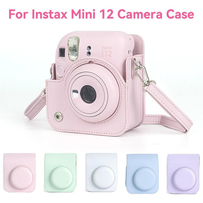 Per Instax Mini 12 custodia per fotocamera custodia protettiva morbida in pelle PU borsa per fotocamera Fujifilm con tracolla