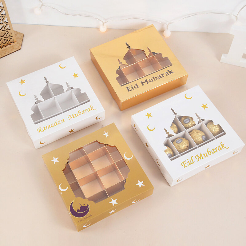 Boîte-cadeau Eid Mubarak, emballage de bonbons, gâteau, chocolat, Ramadan Kareem, décoration de la maison, fournitures de fête musulmane islamique, 2023, 1-5 pièces