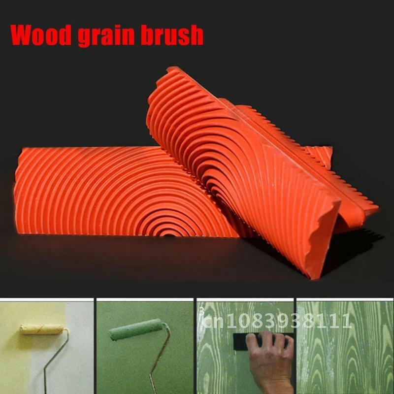 Imitation Wood Grain Painting Tool 2Pcs Roller Brush Wall Texture DIY Brush Rubber Wood Grain Painting Tool Home Decor