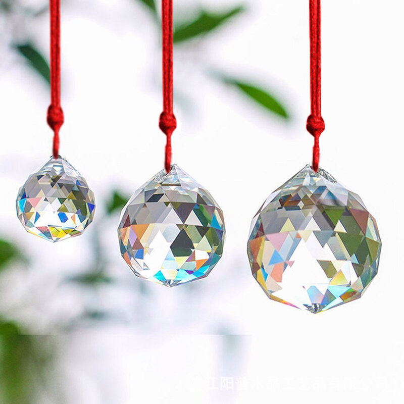 15/20/30mm K9 Clear Crystal Faceted Ball Feng Shui Pendant Lamp Prism Chandelier Pats Sun Catcher Home Wedding Party Decoration