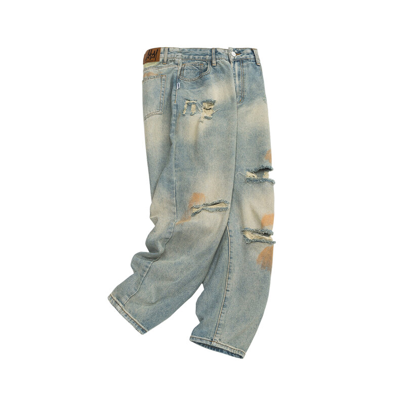 Streetwear Hip Hop Gescheurde Jeans Voor Mannen Kleding Amerikaanse Trend Skateboard Broek Harajuku Casual Distressed Denim Broek Man