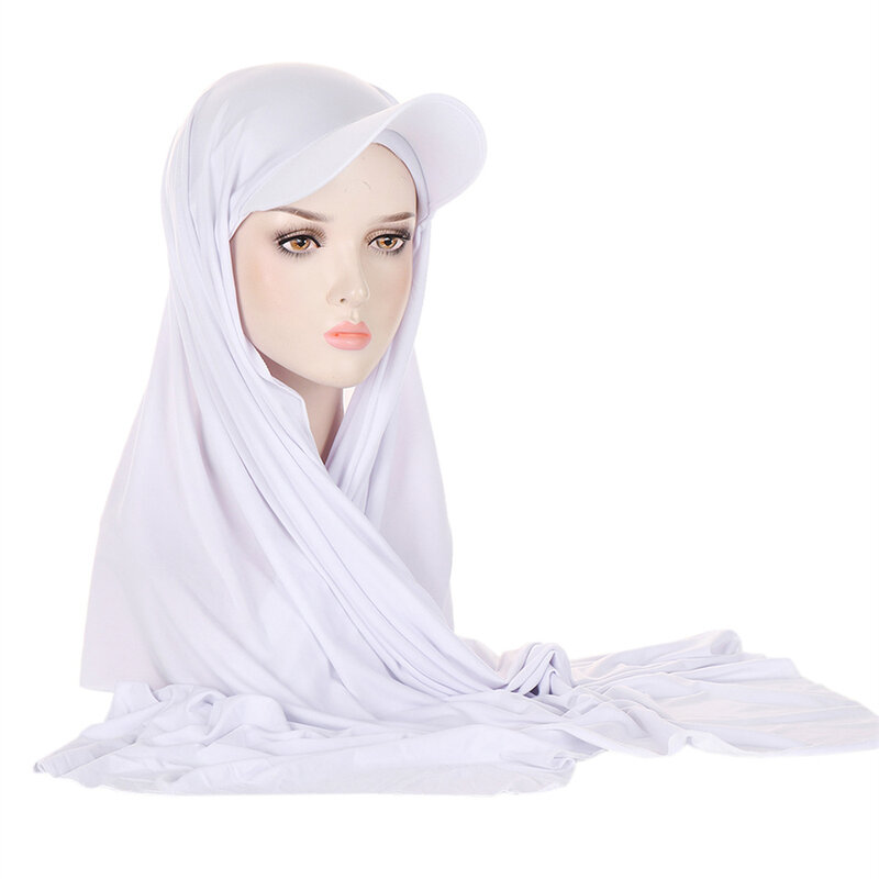 Neue Mode Frauen Hijab Baseball mützen mit Instant Jersey Schal bereit, Hijab Headwrap islamischen Schleier Kopftuch Schal Wrap zu tragen