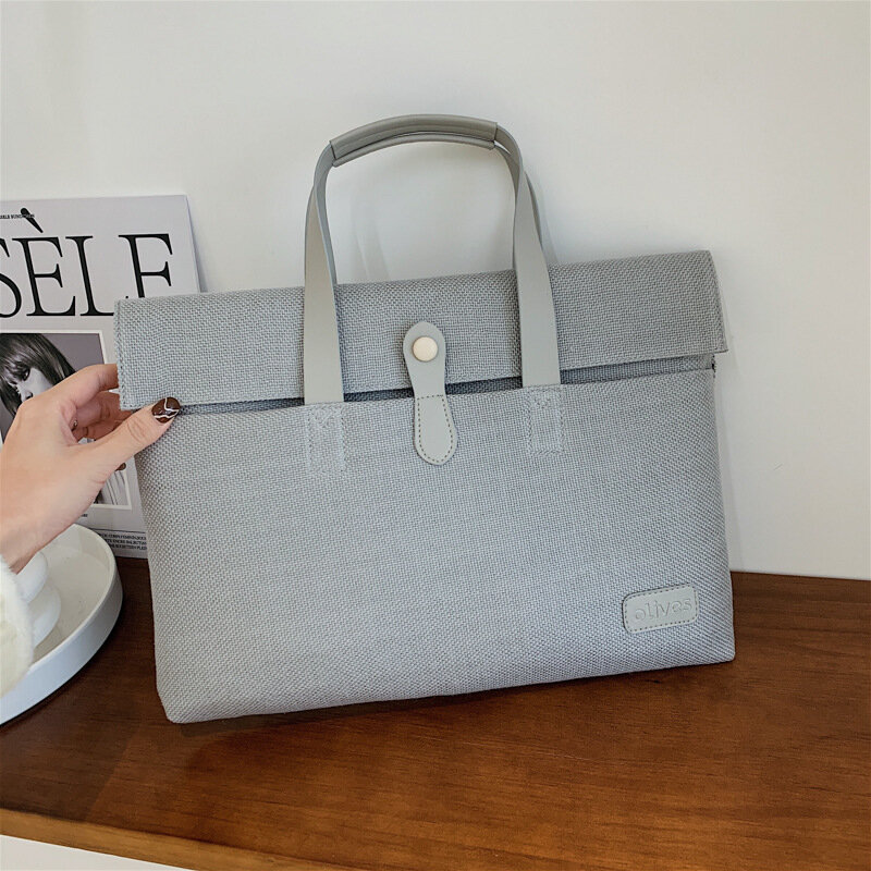 Bolso de lona para hombre y mujer, maletín Unisex de diseño Simple, portafolio de negocios para documentos