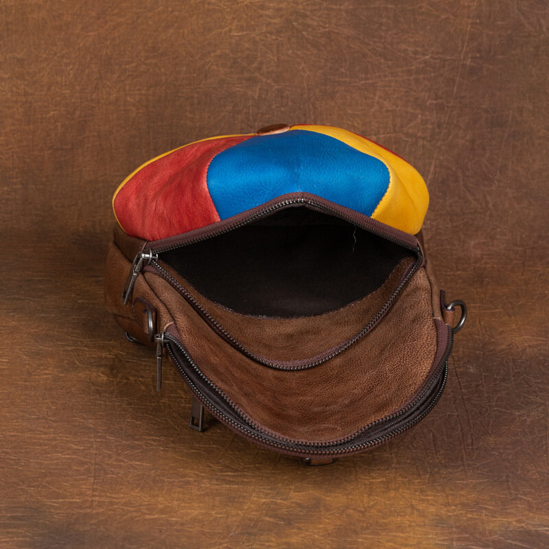 Vintage Hat-shaped Design Leather Backpack in Top Cowhide