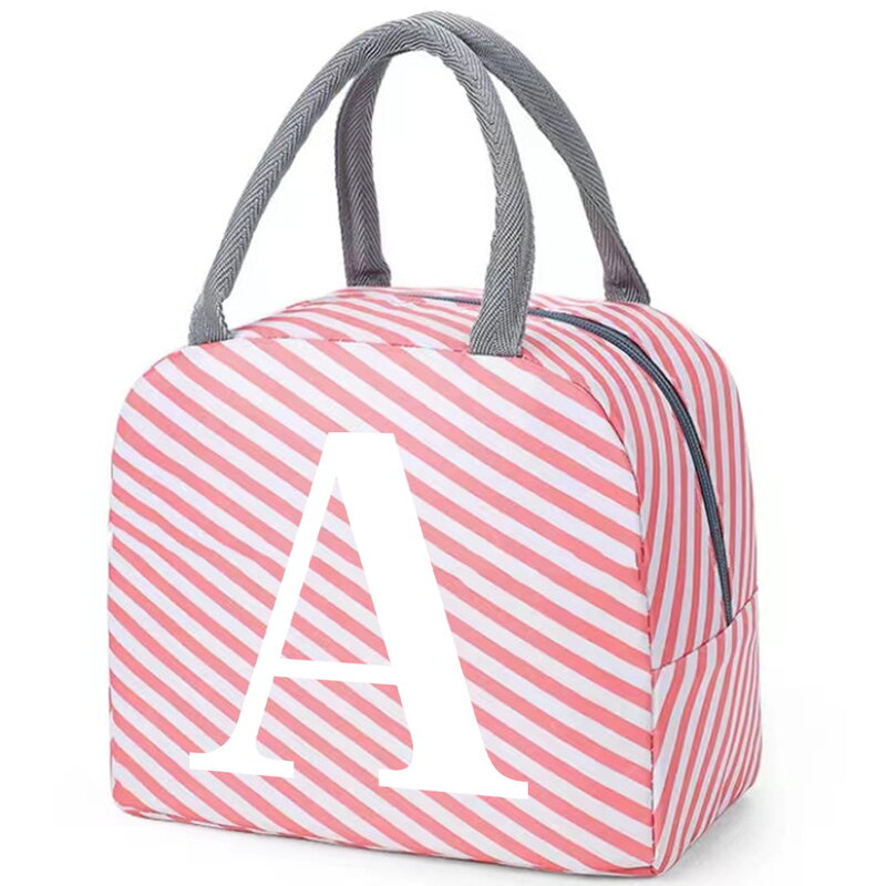 소녀용 단열 도시락 가방, 어린이 음식 보관 가방, 십대 핑크 귀여운 도시락 상자 디자인, 흰색 문자 인쇄