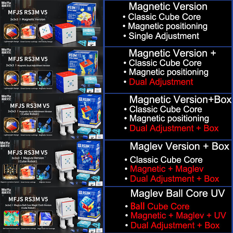 MOYU RS3M V5 magnetyczna magiczna kostka w klasie Speedcube 3x3 profesjonalny rdzeń kulki Maglev Puzzle do układania na czas 3 × 3 zabawka 3x3x3 Cubo Magico