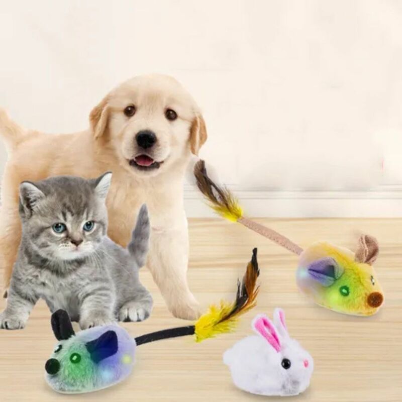 Random Walking Electric Mice Cat Toy with Feather Interactive Smart Running Mouse Toy Simulation Mice Plush