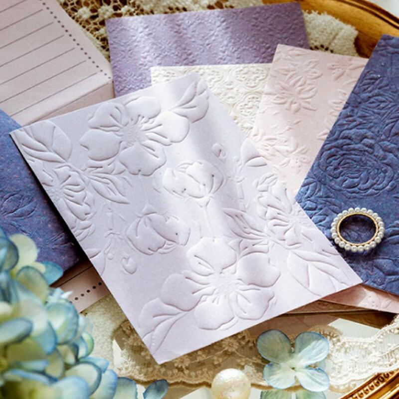 1 Satz Vintage Blumen Textur Memo Pad Relievo Papier karten Memo Pad Hintergrund Papier Journal Scrap booking Dekor