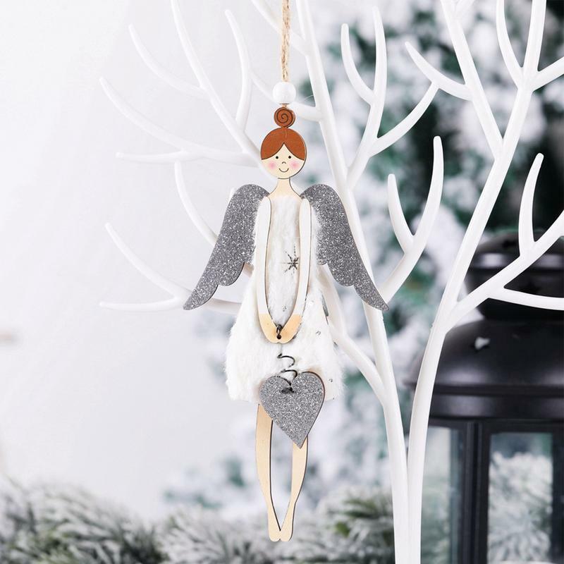 Decorazioni natalizie porta d'angelo in legno ciondolo appeso decorazione dell'albero di natale forniture per feste ornamento decorazioni per la casa