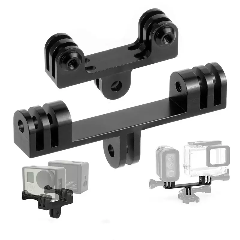 IAMOK – Support de caméra de mouvement Gopro pour vélo de montagne, noir, Double extrémité, Support de lampe LED pour Hero SAR-GO, accessoires de vélo