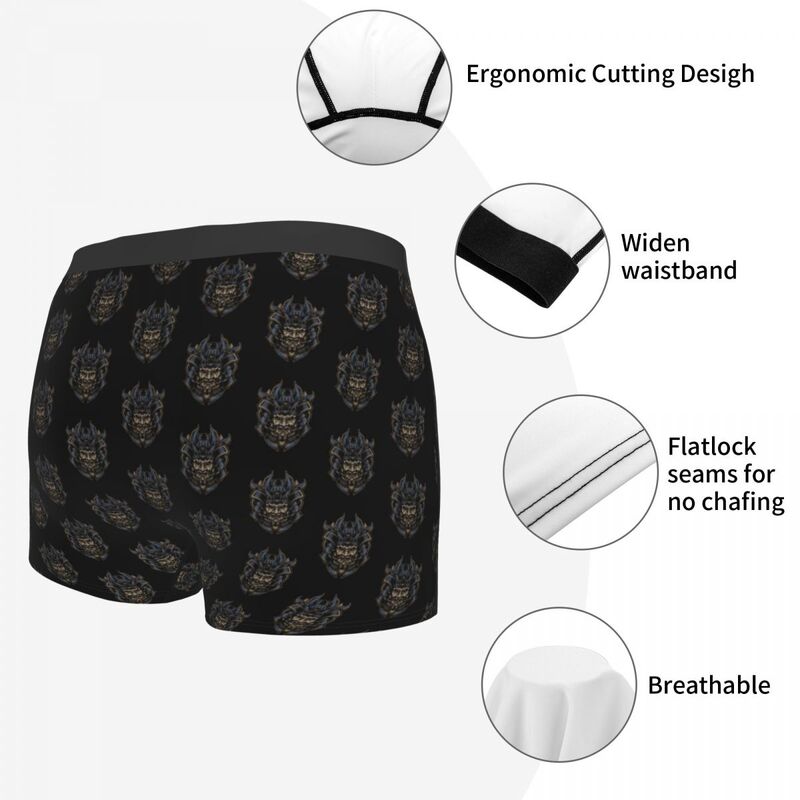 Samurai Blue Underpants Breathbale Panties Male Underwear Print Shorts Boxer Briefs