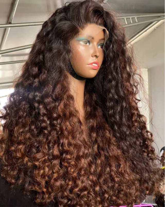Long Brown Kinky Curly Lace Front Wig para mulheres, cabelo do bebê, sem cola, pré-arrancadas, resistente ao calor, 180 densidade, diariamente, 26 in