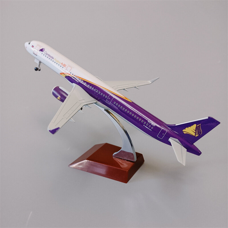20 cm Kambodża Air Airbus 321 A321 Airlines Alloy Metal Diecast Model samolotu Model samolotu z kołami Podwozie