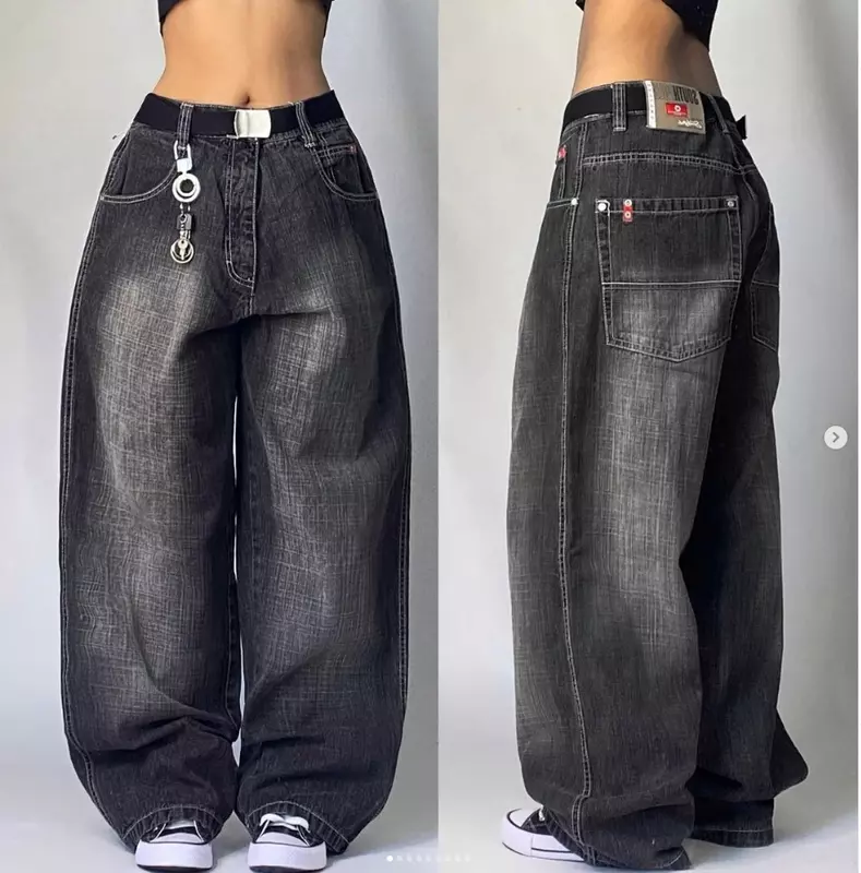 JNCO New Vintage Jeans High Street Hip-Hop Pocket Loose Wide-Leg Pants Y2K Retro Harajuku Gothic High Waist Women Denim Trousers