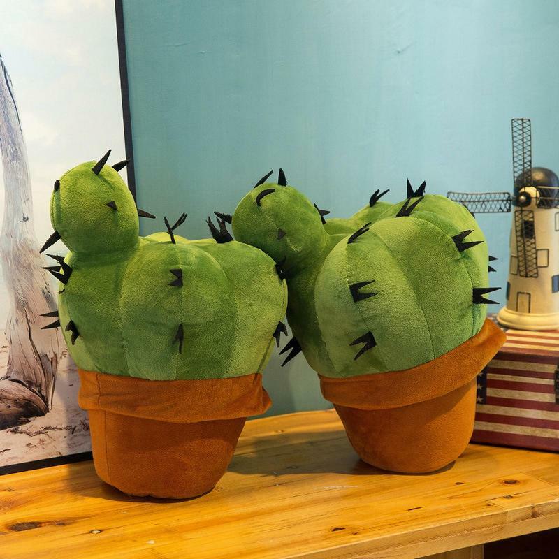 Simulation Cactus Stuffed Plant Soft Cuddly Toy Car Plush Potted Cactus Pillow Office Sofa Cushion Home Decor Ornament