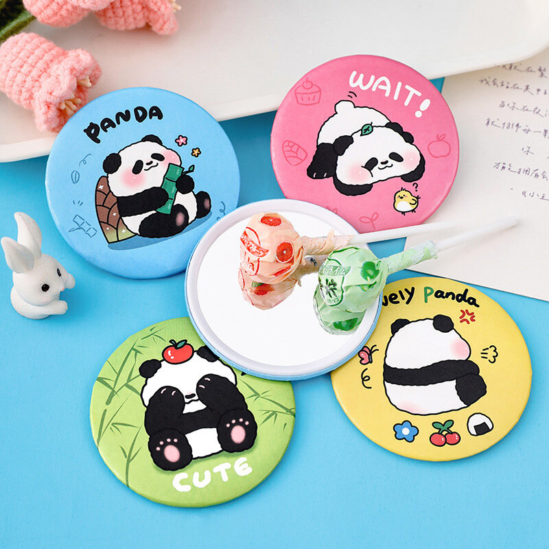 Kawaii Cartoon Panda okrągłe lustro stylowe wszechstronne przenośne wielofunkcyjne lusterko do makijażu dla kobiet dziewczyn prezenty urodzinowe