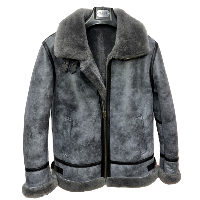 Cappotto di pelliccia di pecora giacca invernale da uomo giacche in pelle di montone maschile B3 tuta volante cappotti da moto Casacas Para Hombre Invierno F