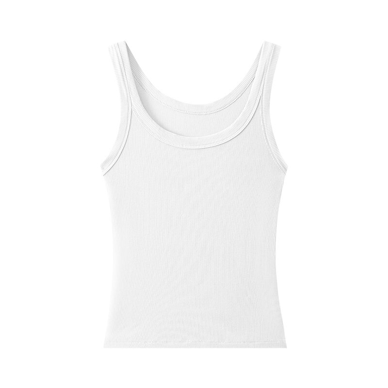 Camiseta sin mangas con tirantes roscados para mujer, Top de cuello redondo versátil de primavera y verano