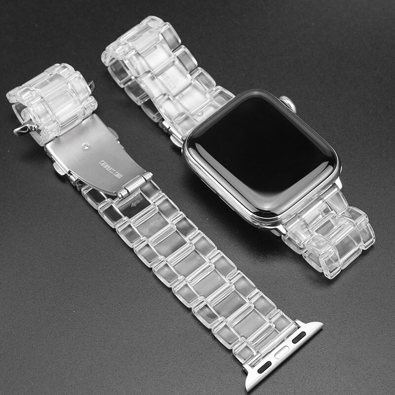 Pulseira de resina transparente para pulseira de relógio Apple, pulseira inteligente, iWatch Series 8, 7, 6, 5, 4, SE 9, 42mm, 40mm, 44mm, 38mm