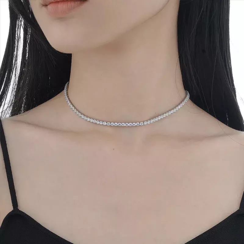 Женское Ожерелье до ключиц из серебра 925 пробы с фианитом
