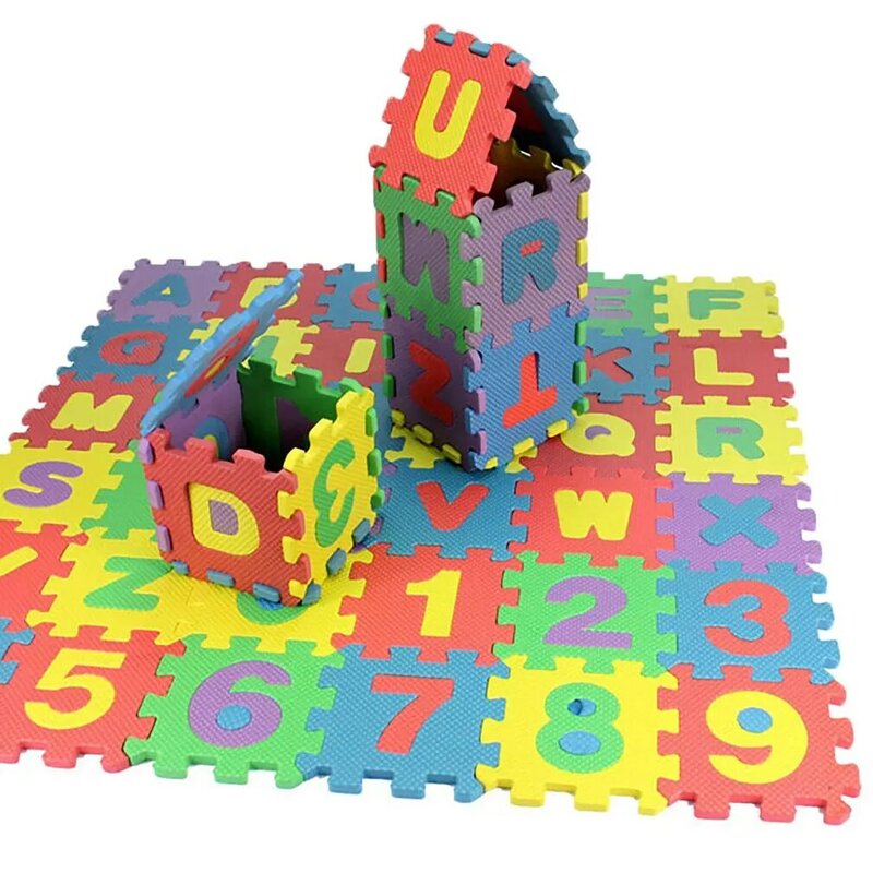 36-Piece Puzzle Mat Children's Learning Rug With A-Z & Numbers 0-9 Play Mat Protective Foam Mat For Infant & Children 5 X 5 Cm