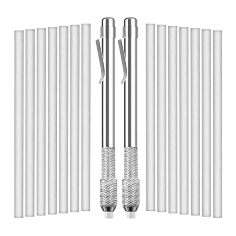 2 Pack Soapstone Stent Marker With 16 Pack Refills Round Soapstone For Welding Tools, Aluminum, And Cast Iron