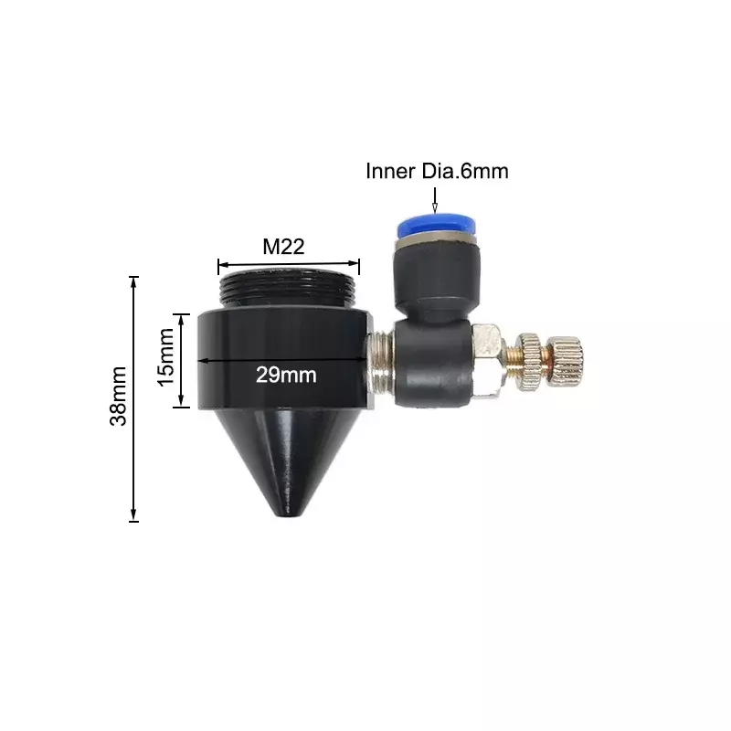 Tubo de lente de cabeza láser CO2, diámetro de salida Máquina de grabado láser CO2, 21mm, 22mm, 24mm, 25mm para D20 FL 50,8/63,5/101,6mm, lente