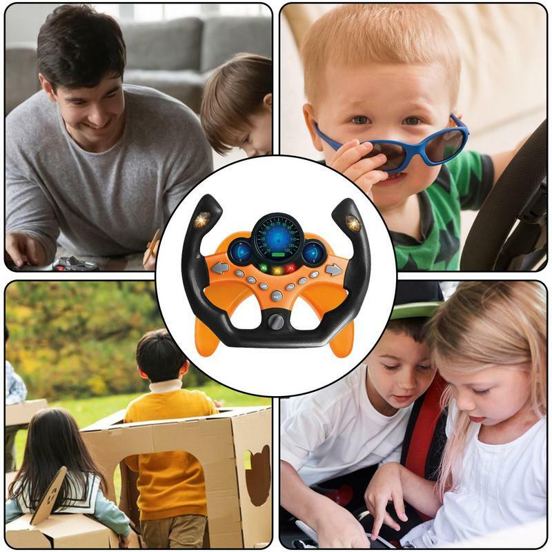 Brinquedo criativo volante para crianças, fingir brinquedos educativos, assento de carro, volante com música, criança meninos e meninas