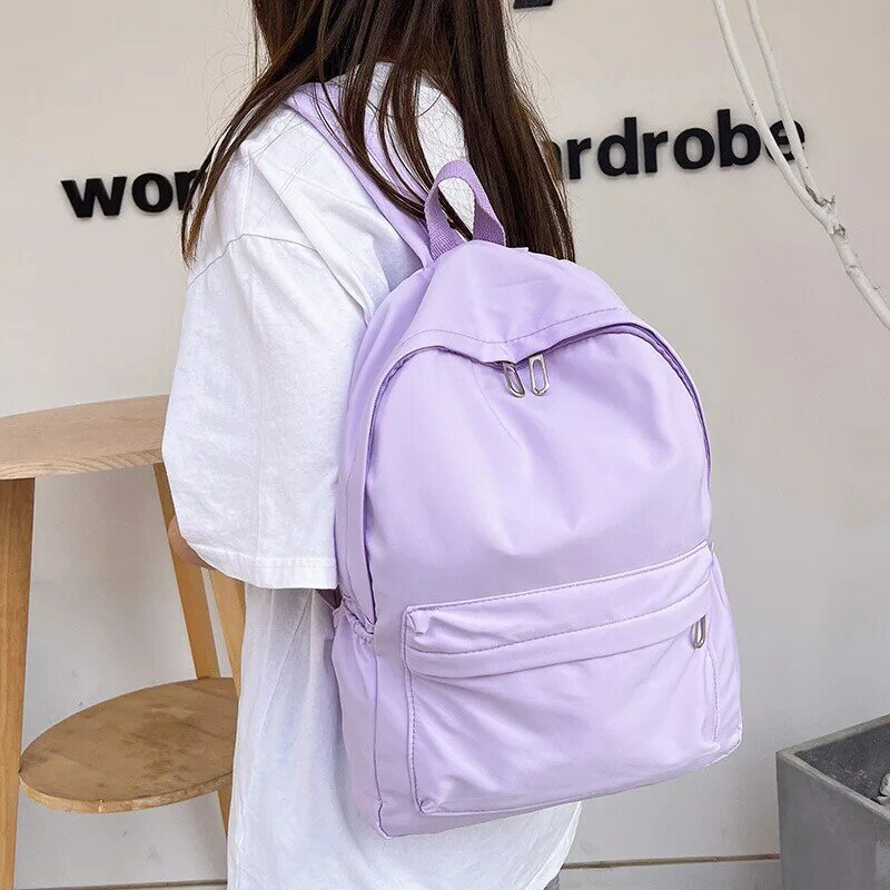 Водонепроницаемый нейлоновый женский Школьный рюкзак, дорожная сумка для девочек-подростков, студенческий однотонный портфель для книг