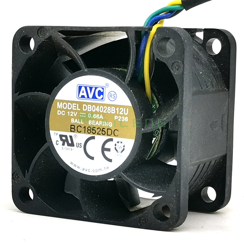 Ventilador de doble rodamiento de bolas, ventilador de refrigeración de chasis de servidor, 12V, 0.66A, 40x40x28mm, 4028, 40mm, DB04028B12U, 1U, para AVC
