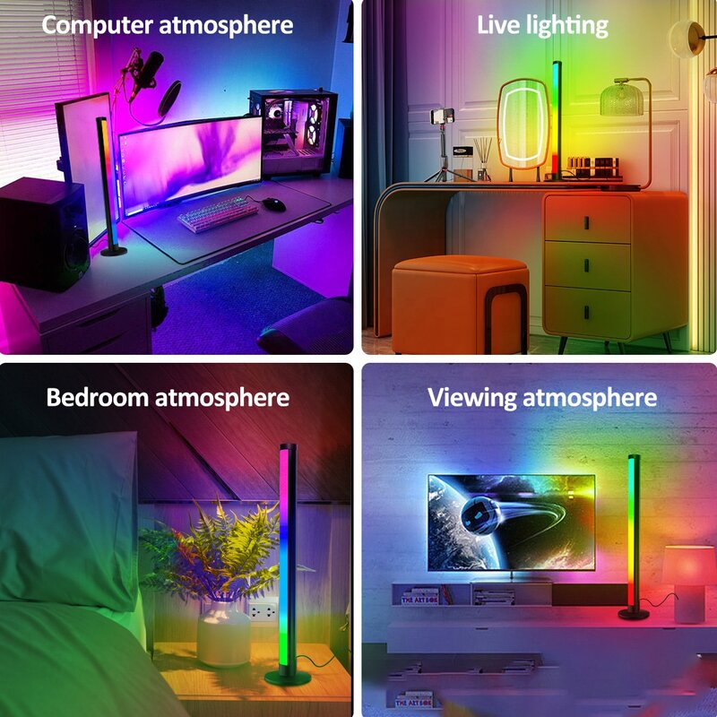 LEDデスクランプ,コンピューターライト,音楽,ピックアップ,ムードライト,RGBカラー,アプリケーションとリモコン付き
