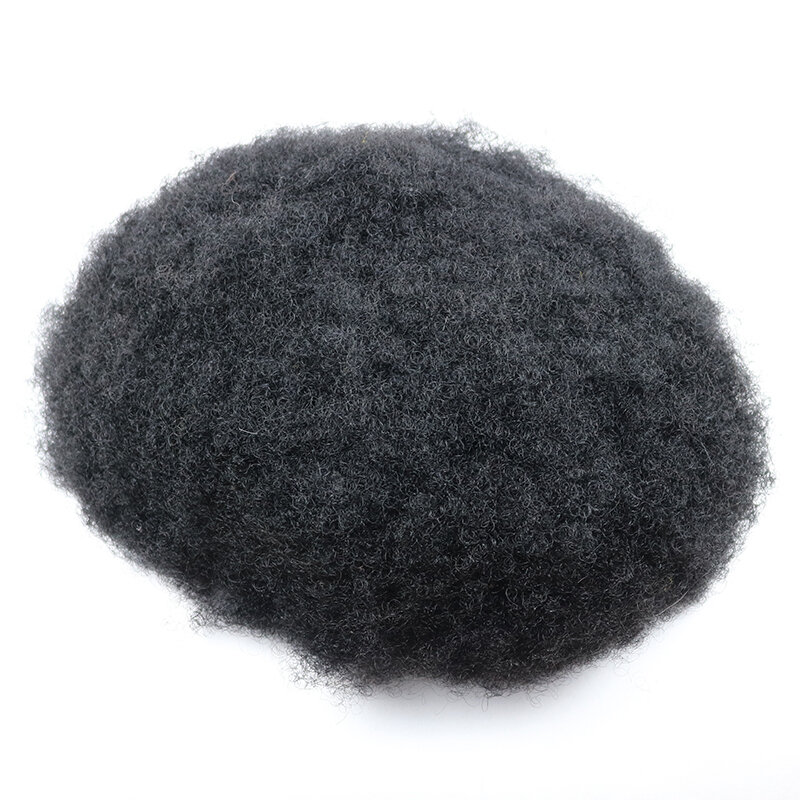 Toupet afro bouclé durable avec nœuds pour hommes noirs, prothèse capillaire masculine, 4mm, 10mm, unité de système de cheveux complets
