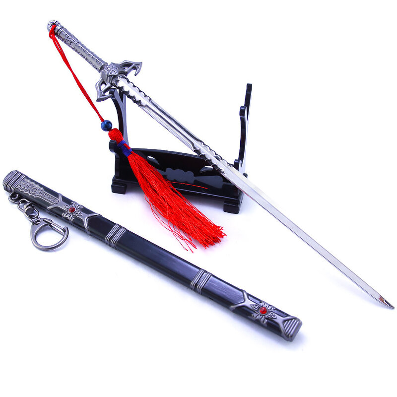 Espada con letras geniales, decoración de espada de aleación para arma de escritorio, modelo de arma colgante, se puede utilizar para regalo de hombre de juego de rol