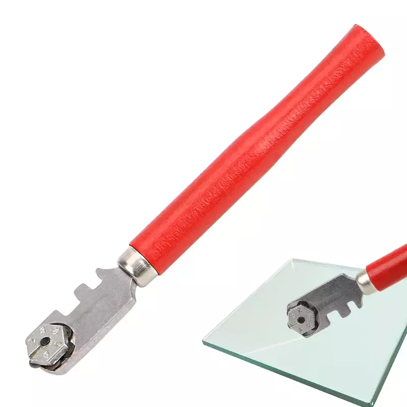 1Pcs Portable Glass Cutter 130mm For Hand Tool Window Craft Diamond Tipped Professional Glass Tile Cutter Wooden Handle
