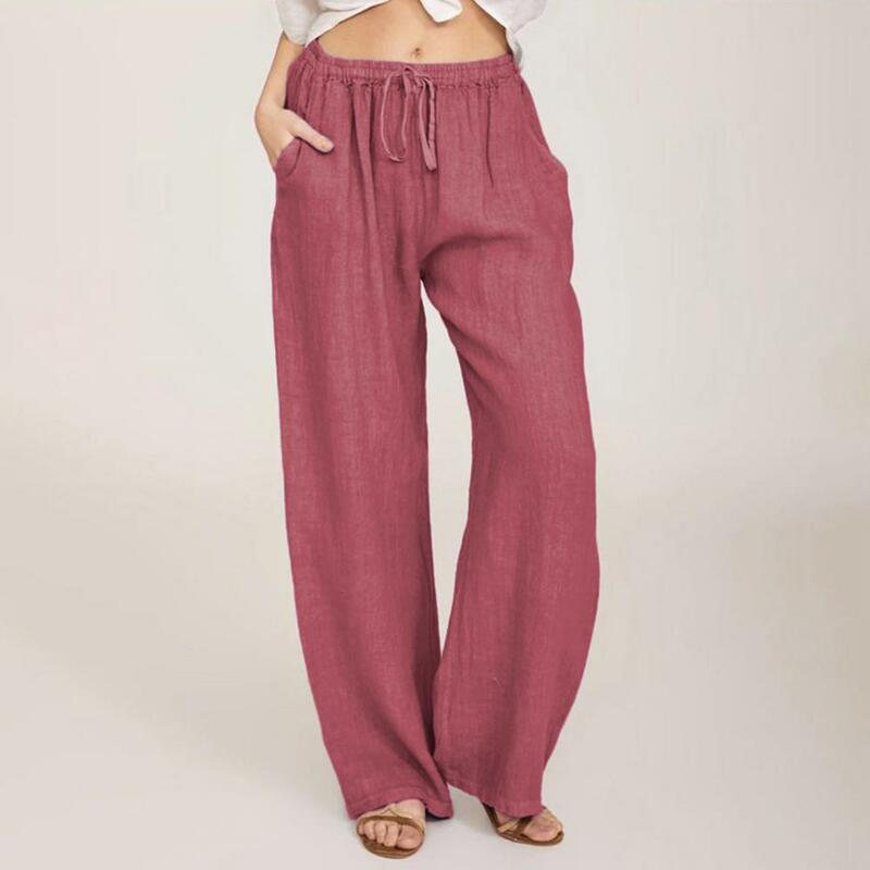 Women Wide-leg Pants Stylish Women's Summer Pants with Elastic Drawstring Waist Pockets for Casual for Comfortable for Women