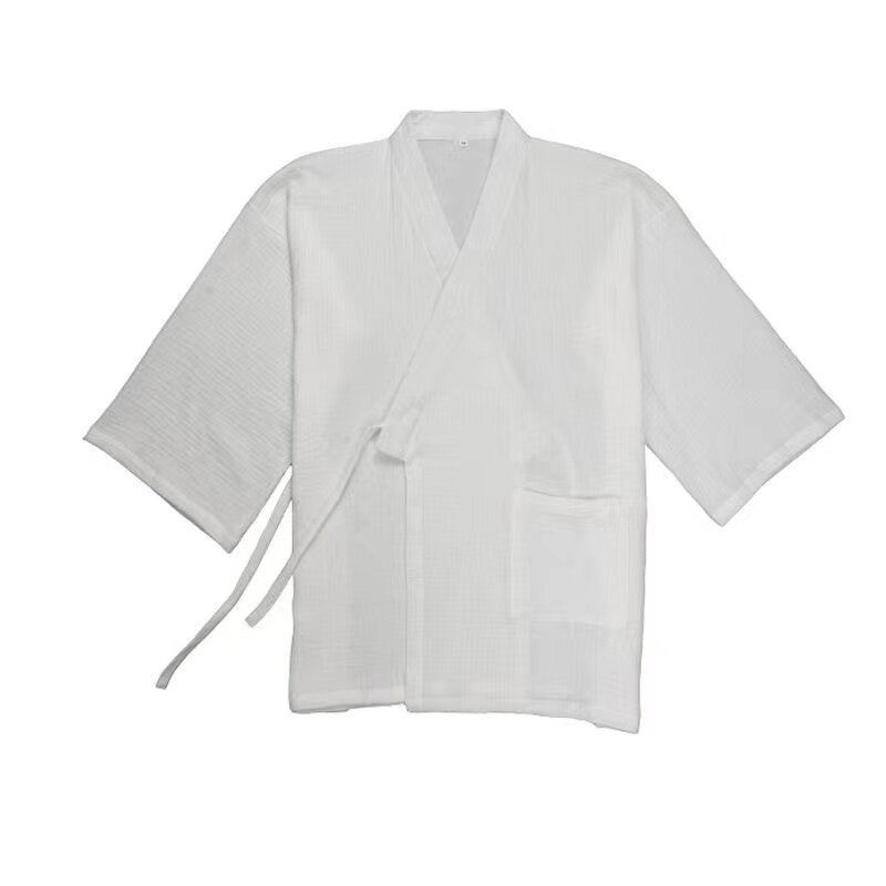 Robe Hanfu de algodão puro estilo chinês, pijama doméstico solto confortável branco, arte do chá vintage, roupão interno para homens e mulheres