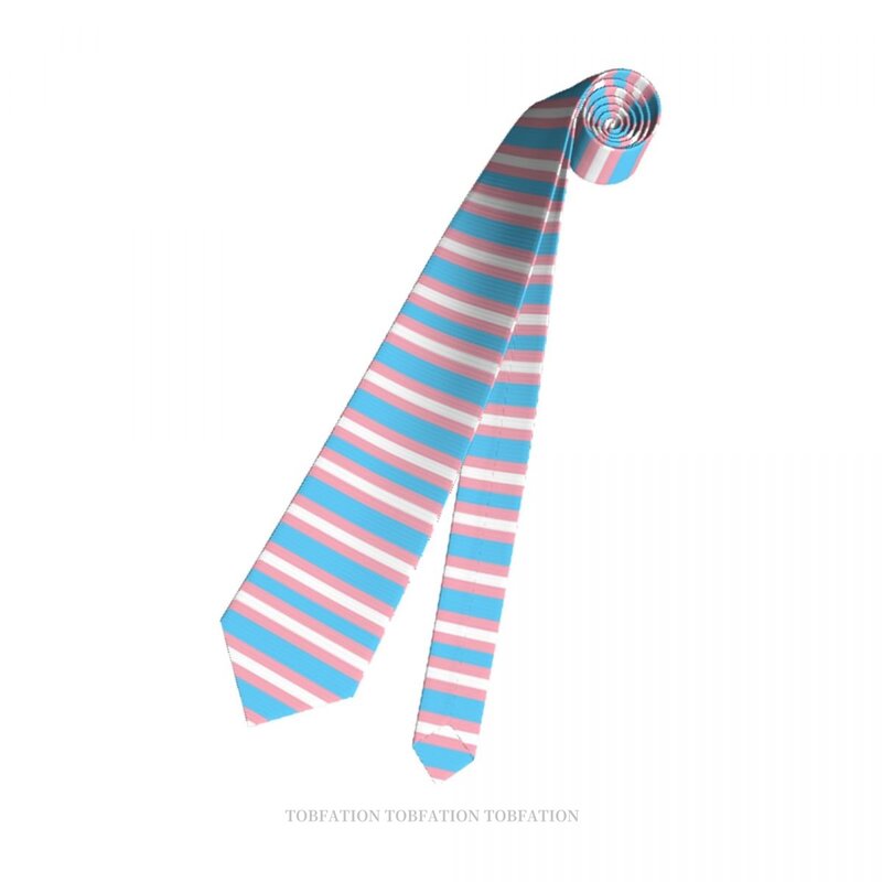 Transgender Pride Flag Classic uomo stampato poliestere 8cm larghezza cravatta Cosplay accessorio per feste