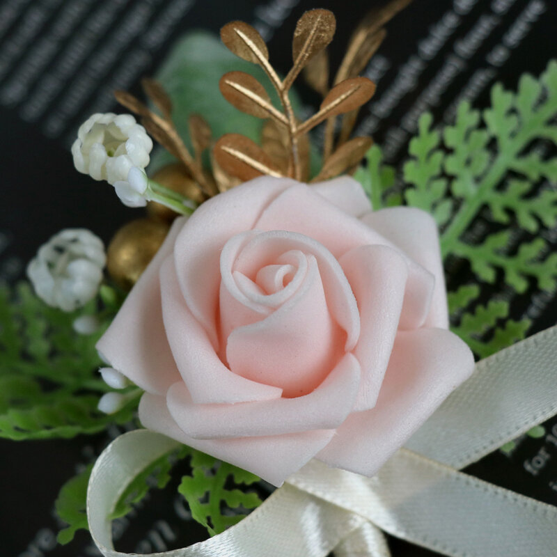 Simulasi PE mawar pengantin pria pengiring pengantin pernikahan bunga payudara Korea pernikahan pengiring pengantin bunga pergelangan tangan pernikahan kerah bunga