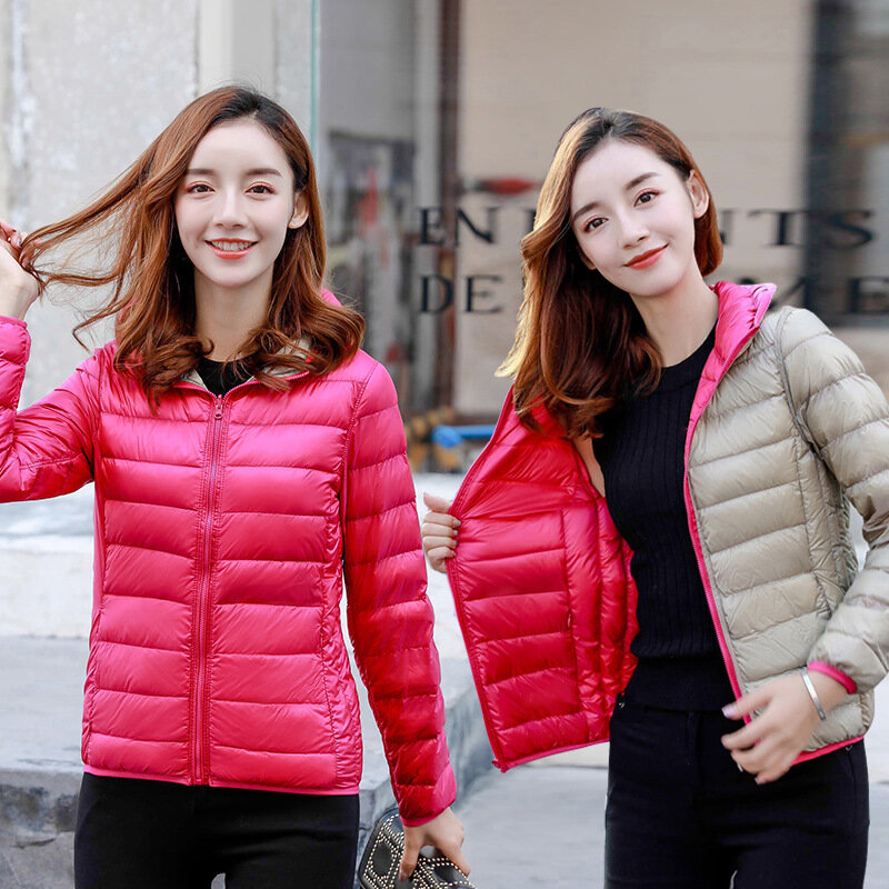 New Style Frauen Dual Wear Down Mantel leichte dünne Plus Size Kapuze kurze tragbare Puffer Jacke Frauen Oberbekleidung JK-960