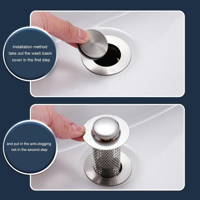 Stainless Steel Floor Drain Filter Washbasin Plug Anti Odor Pop-Up Bounce Core Basin Stopper Hair Catcher Shower Sink Strainer
