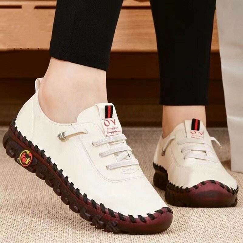 Shoes for Womens Comfortable Slip on Shoes Hand Sewing Thread Mom Shoes Sneakers Women Shoe Leather Loafers Zapatillas De Mujer
